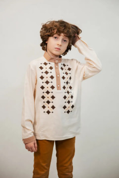 Embroidered shirt for boy "Constellation of Traditions" beige color