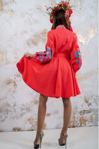 Coral-colored dress "Color"
