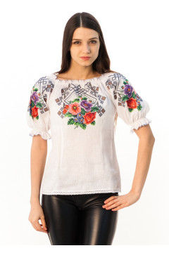 Embroidered shirt "Luxury of Summer" with short sleeves