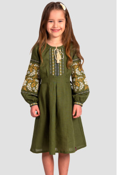 Dress for girls "Yanina" olive color