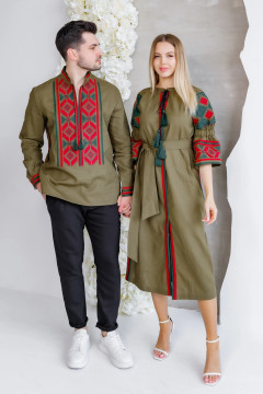 Вишитий комплект для пари «Гуччі» кольору хакі